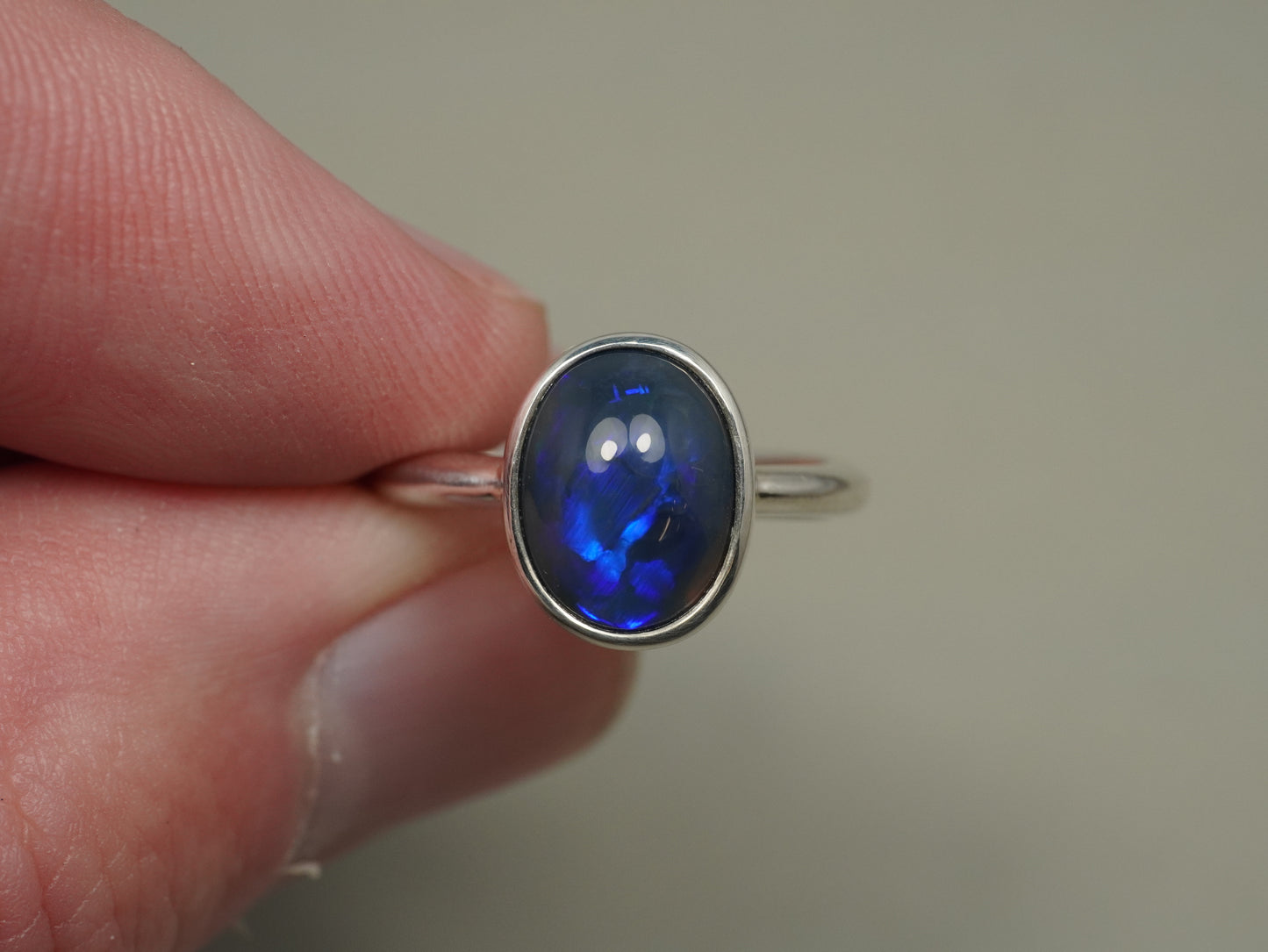 Black Opal ring silver BOR1