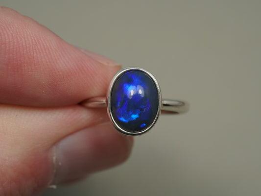 Black Opal ring silver BOR1