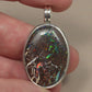 Pendentif opale foncée argent CED02